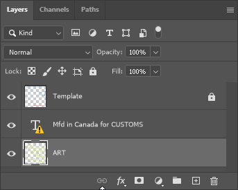 Artwork in separate layer from templates