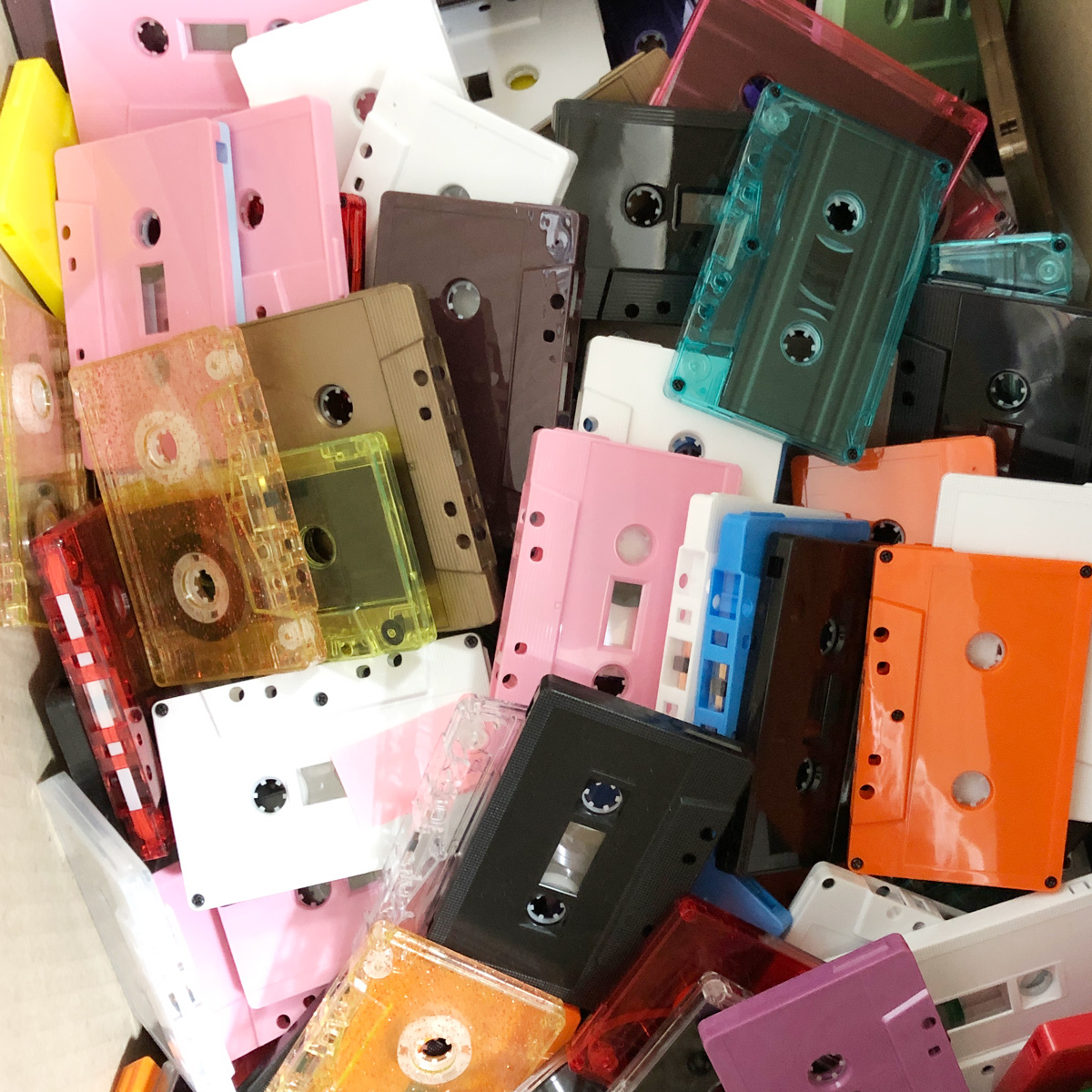 random colorful cassettes under 41 minutes in length