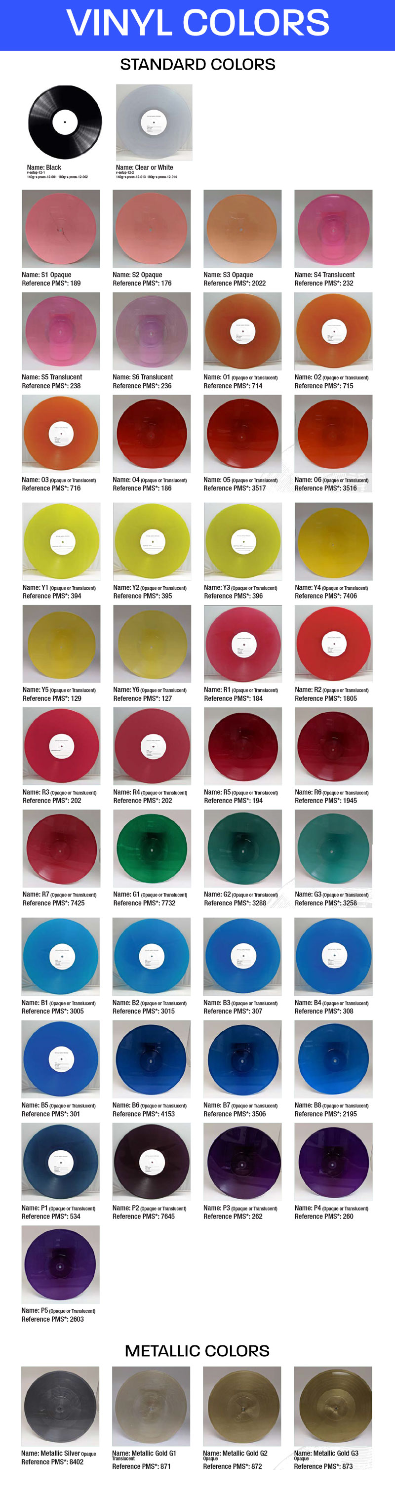Colour vinyl options from Duplication.com